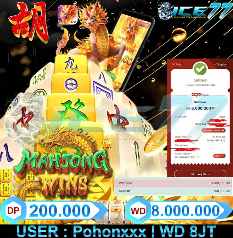 ICE77 JACKPOT RTP SLOT GACOR Rp.8.000.000.,- LUNAS