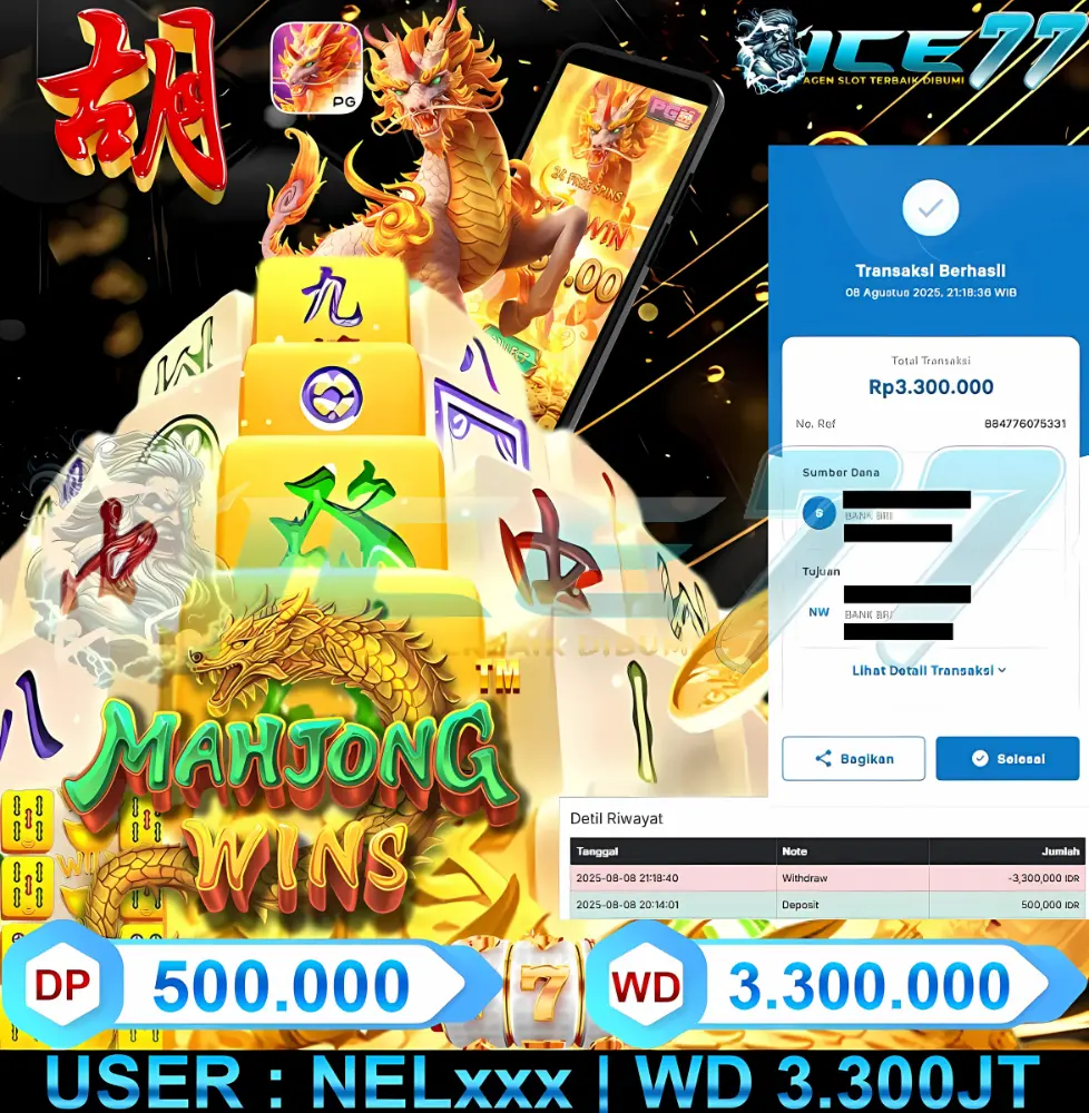 ICE77 JACKPOT RTP SLOT GACOR Rp.3.300.000.,- LUNAS